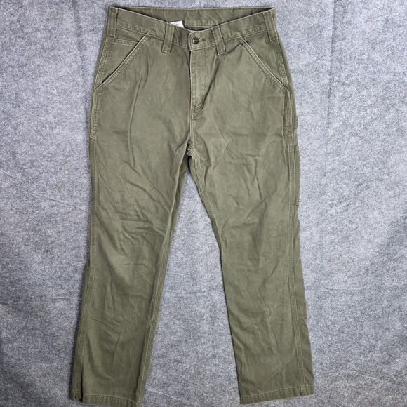 Carhartt Pants Mens 32 x 31 Green Relaxed Fit Utility Workwear Carpenter B324 - Picture 1 of 9